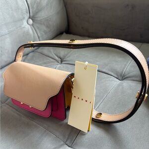 Marni Trunk Small Tan and Pink Bag
